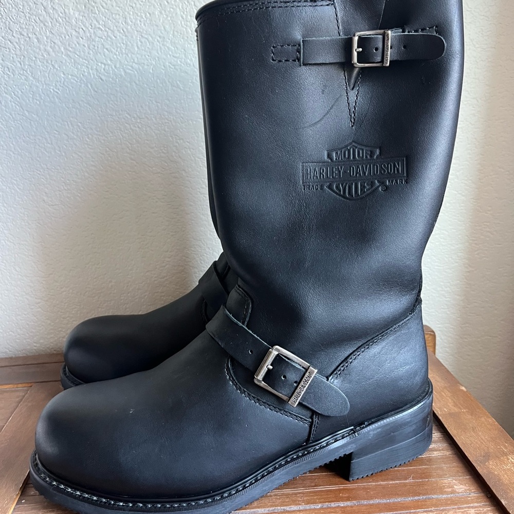 Harley-Davidson Men’s Black Leather Engineer Oil Resistant Motorcycle Boots - Picture 3 of 7